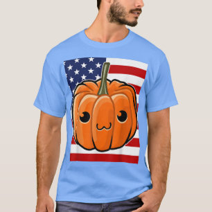 Halloween Costume USA flagga Kawaii Pumpkin Ansikt T Shirt