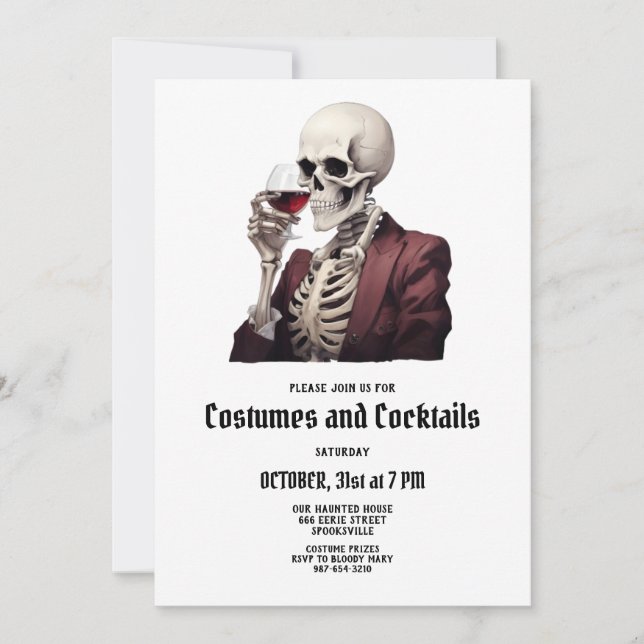Halloween Costumes & Cocktails Party-inbjudan Julkort (Framsida)