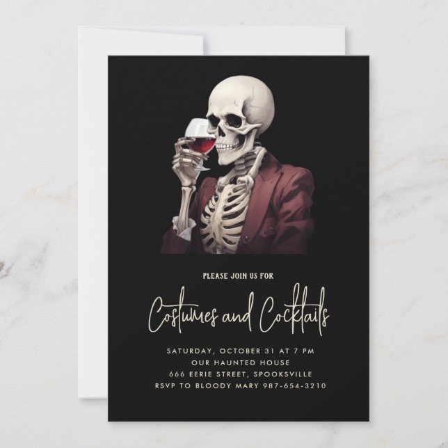 Halloween Costumes & Cocktails Party-inbjudan Julkort (Framsida)