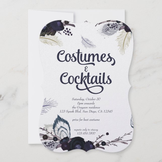 Halloween Costumes och Cocktails MasqueraBash Inbjudningar (Framsida)
