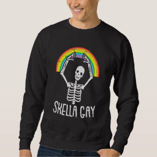 Halloween Costumes Skeleton Gay Lgbt Rainbow Scary Lång Ärmad Tröja