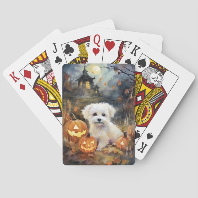 Halloween Coton de Tulear med påssjuka Casinokort (Baksidan)