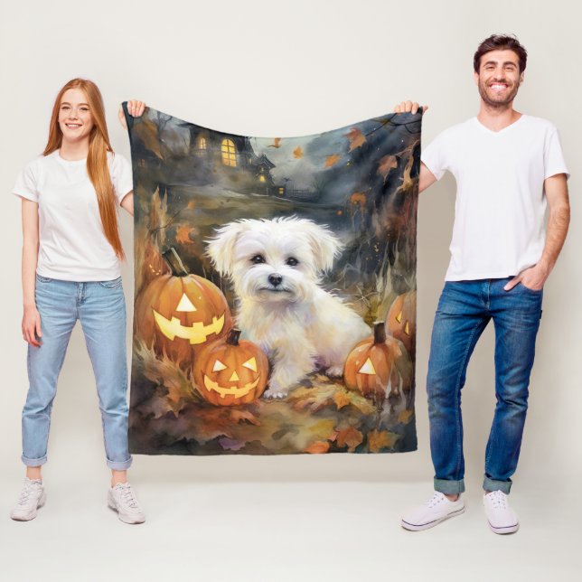 Halloween Coton de Tulear med påssjuka Fleecefilt (På plats)