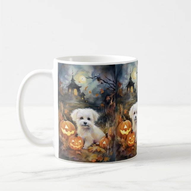 Halloween Coton de Tulear med påssjuka Kaffemugg (Vänster)
