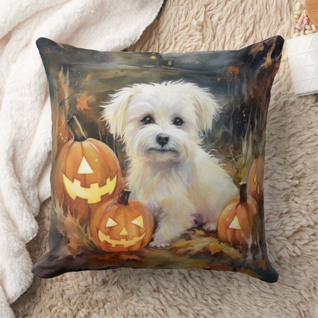 Halloween Coton de Tulear med påssjuka Kudde (Filt)