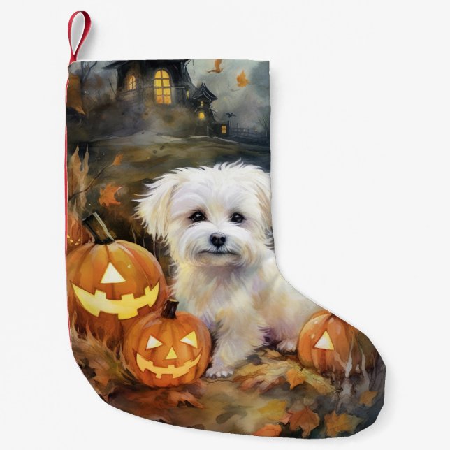 Halloween Coton de Tulear med påssjuka Liten Julstrumpa (Framsidan)