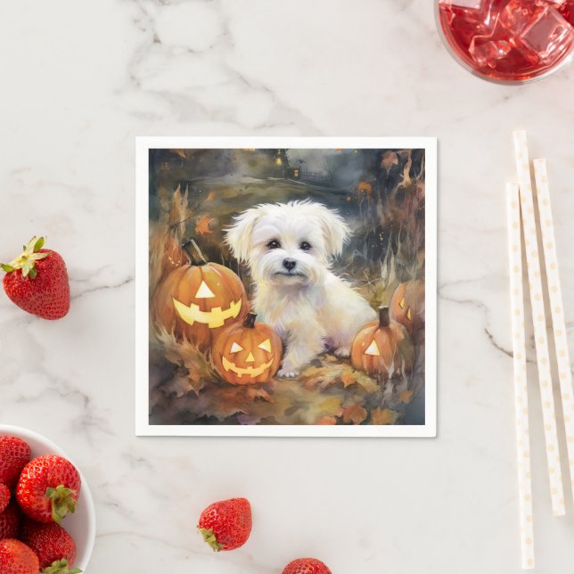 Halloween Coton de Tulear med påssjuka Pappersservett (Insitu)