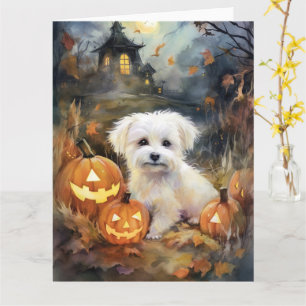 Halloween Coton De Tulear Med Pumpa Skräckinjagand Kort