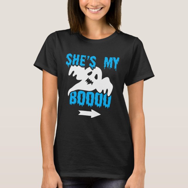 Halloween Couples She s My Boo Ghost T Shirt (Framsida)