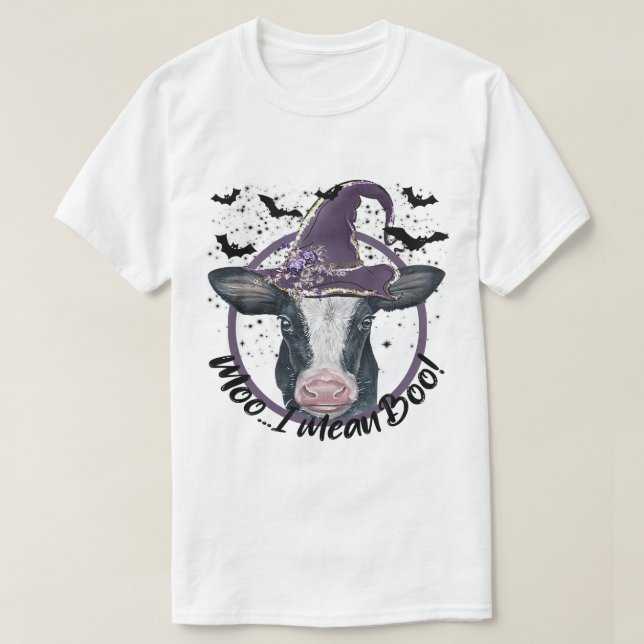 Halloween Cow Heifer Moo I elak Boo Highland Cow W T Shirt (Design framsida)