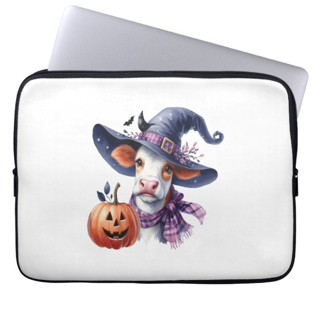 Halloween Cow med Fall Laptop Fodral (Framsidan)
