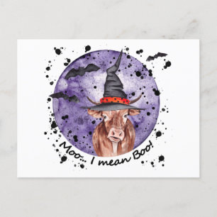 Halloween Cow Moo I Elak Boo Funny Vykort