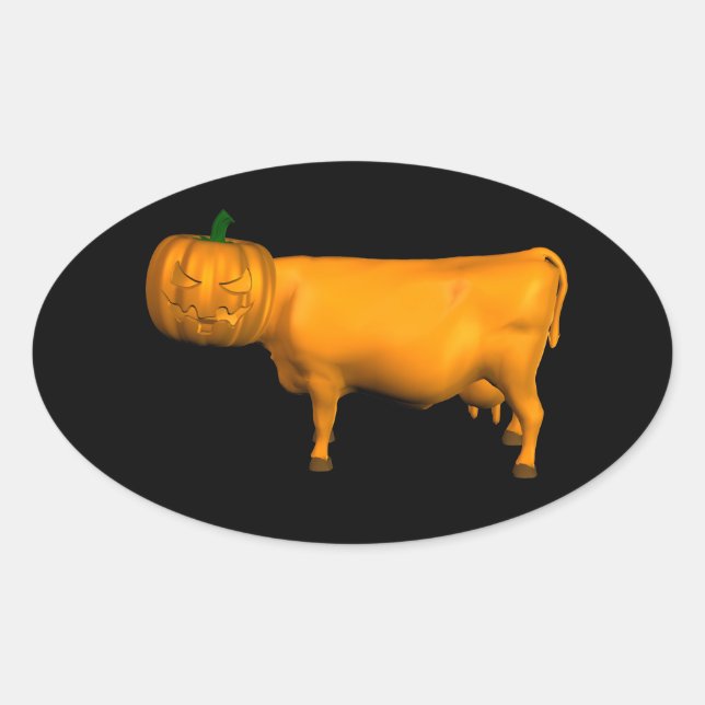 Halloween Cow Ovalt Klistermärke (Framsida)