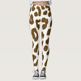 Halloween Cow Print Brown & White Leggings