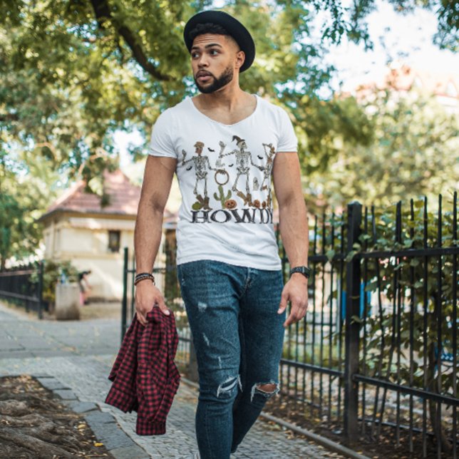 HALLOWEEN COWBOY SKELETONS DANCING | VILDA WESTERN T SHIRT (Skapare uppladdad)
