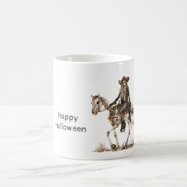 Halloween Cowgirl Västerländsk Häst Skelett Kaffemugg