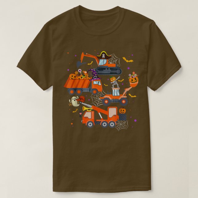 Halloween Crane Lastbil Construction Pumpkin Småba T Shirt (Design framsida)