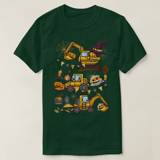 Halloween Crane Lastbil Construction Pumpkin Småba T Shirt (Design framsida)