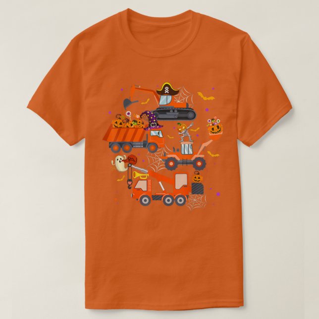 Halloween Crane Lastbil Construction Pumpkin Småba T Shirt (Design framsida)