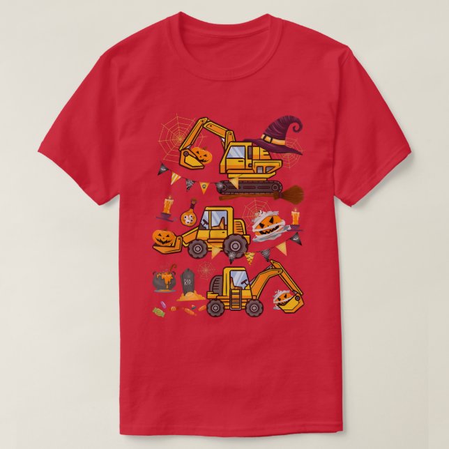 Halloween Crane Lastbil Construction Pumpkin Småba T Shirt (Design framsida)