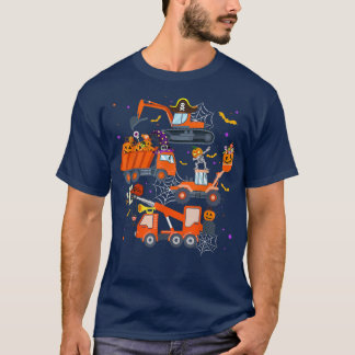 Halloween Crane Truck Construction Pumpkin Toddler T Shirt