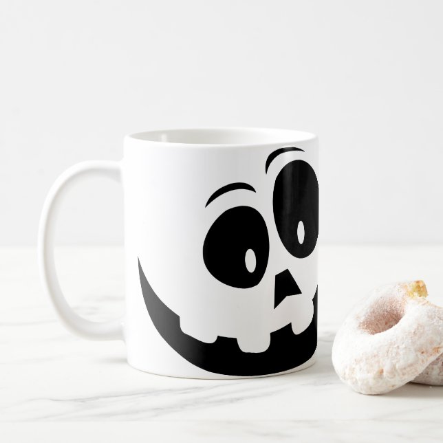 Halloween Crazy Ghost Ansikte Kaffemugg (Med munk)