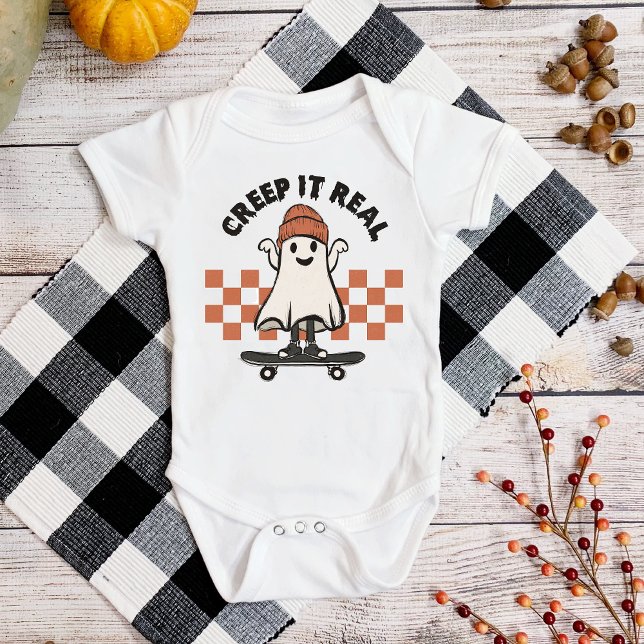 Halloween Creep It Real Cute Baby Ghost Skateboard T Shirt (Skapare uppladdad)