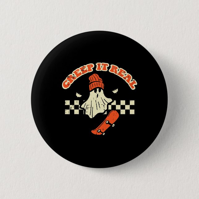 Halloween Creep It Real Ghost Skater Costume Manar Knapp (Framsida)