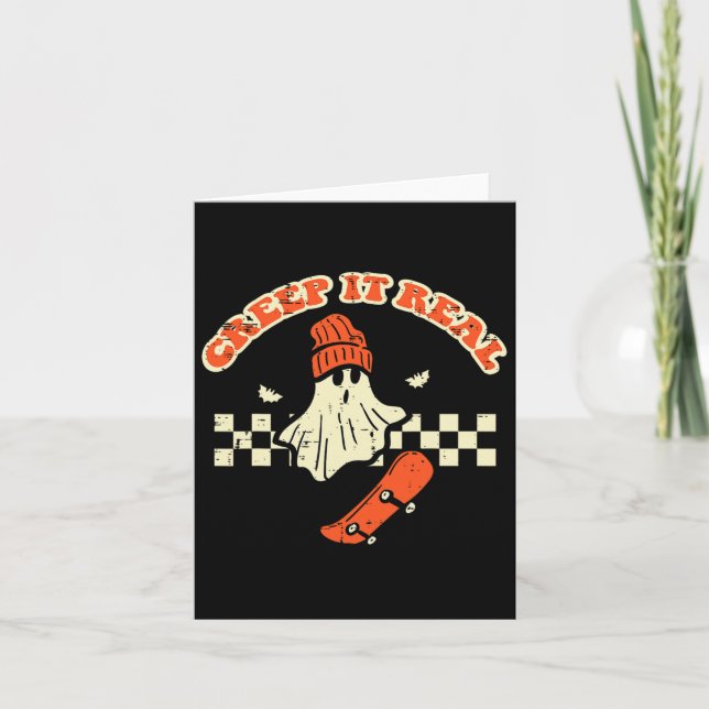 Halloween Creep It Real Ghost Skater Costume Manar Kort (Framsida)