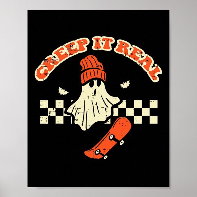 Halloween Creep It Real Ghost Skater Costume Manar Poster (Framsidan)