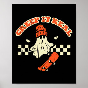 Halloween Creep It Real Ghost Skater Costume Manar Poster
