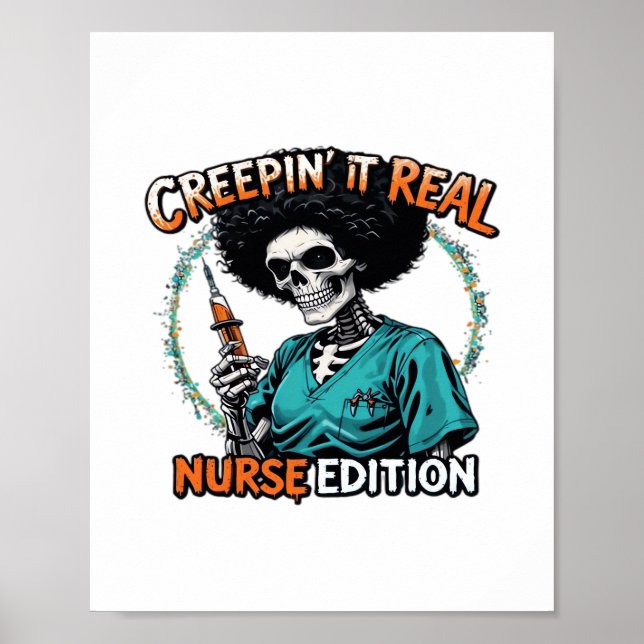 Halloween Creepin är äkta! Nurse Edition Classic T Poster (Framsidan)