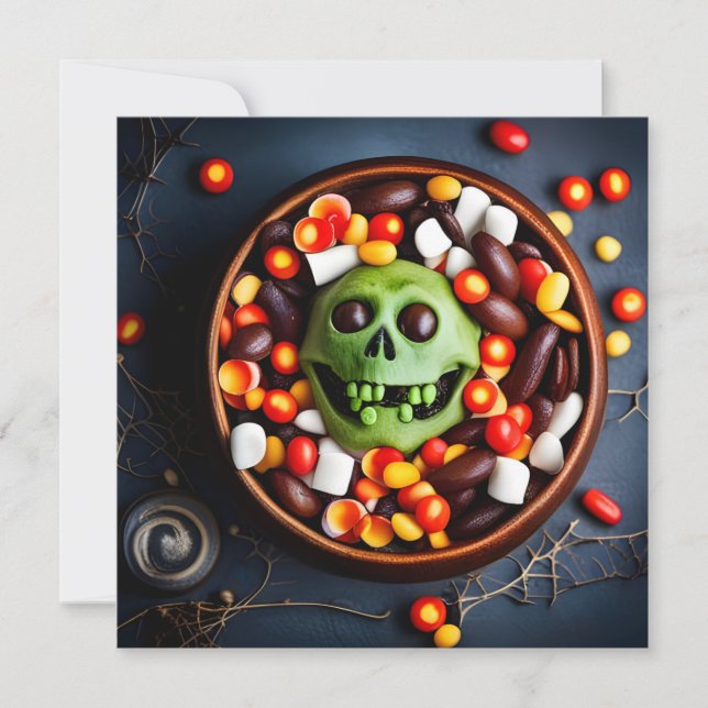 Halloween Creepy Candy Bowl Inbjudningar (Framsida)