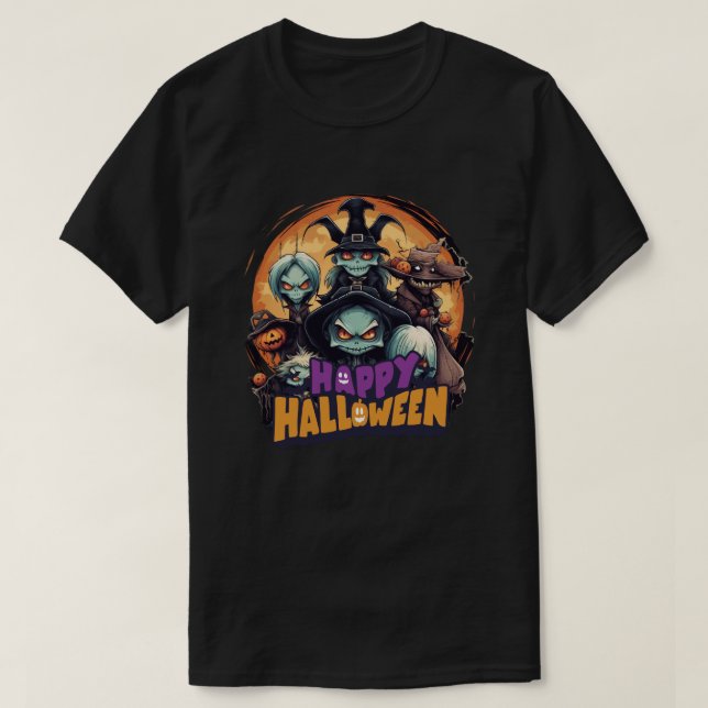 Halloween Creepy Cute Monster Group med vittnen T Shirt (Design framsida)