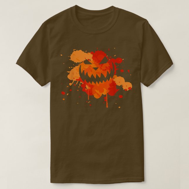 Halloween Creepy Evil Jack o Lantern Smiling Face  T Shirt (Design framsida)