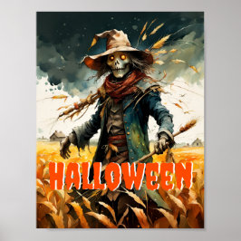 Halloween Creepy Fågelskrämma Poster
