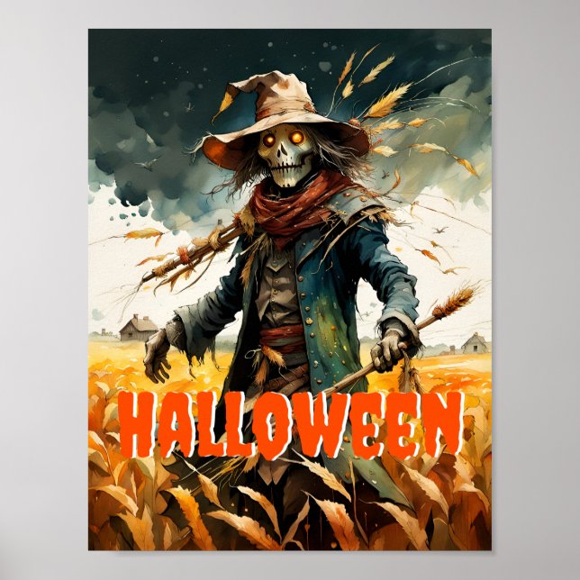 Halloween Creepy Fågelskrämma Poster (Framsidan)