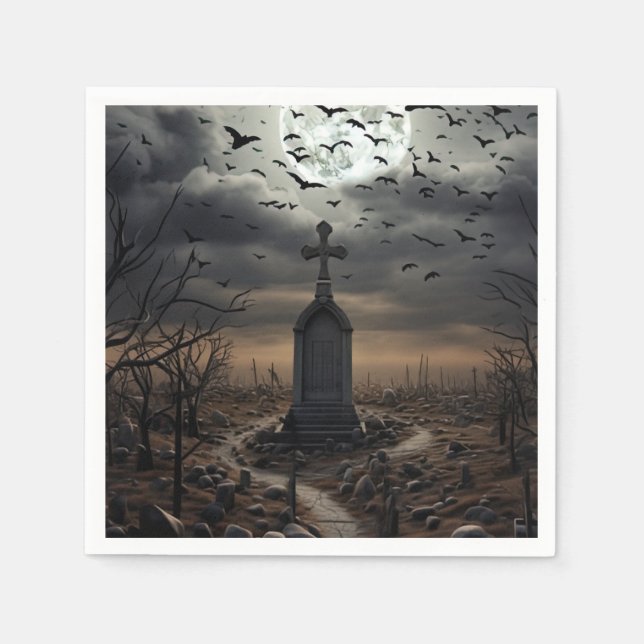 Halloween Creepy Graveyard Cemetery Gothic Pappersservett (Framsidan)