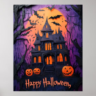 Halloween Creepy Haunted House Poster