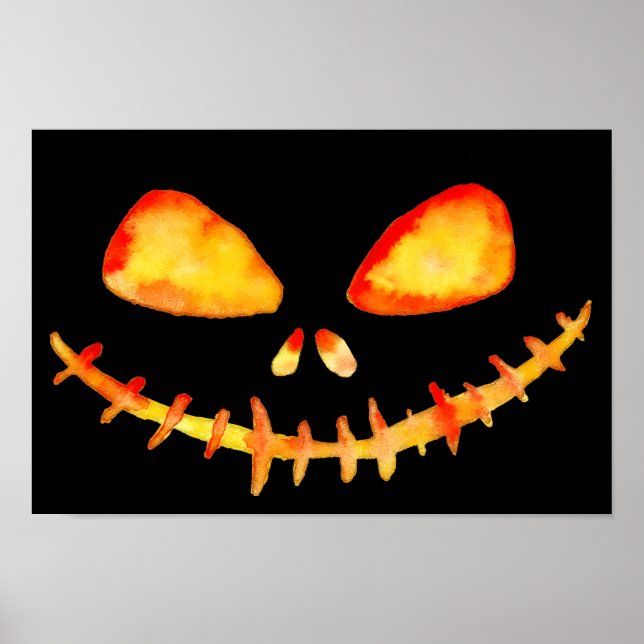 Halloween Creepy Jack O'Lantern Smile Poster (Framsidan)