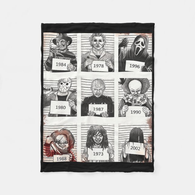 Halloween Creepy Legends Killer Mugshots Horror Fa Fleecefilt (Framsidan)