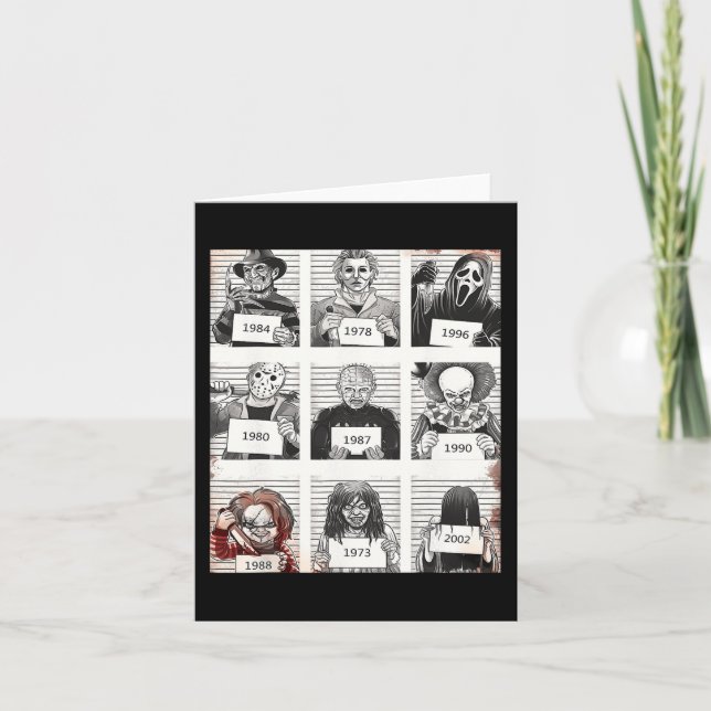 Halloween Creepy Legends Killer Mugshots Horror Fa Kort (Framsida)