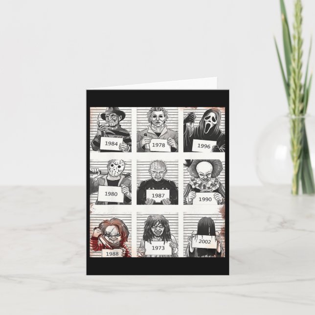Halloween Creepy Legends Killer Mugshots Horror Fa Kort (Framsida)
