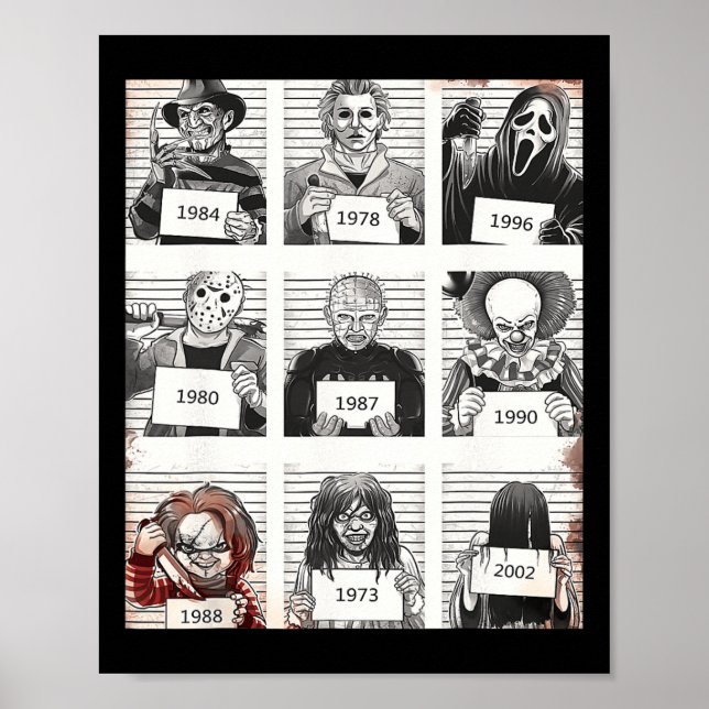 Halloween Creepy Legends Killer Mugshots Horror Fa Poster (Framsidan)