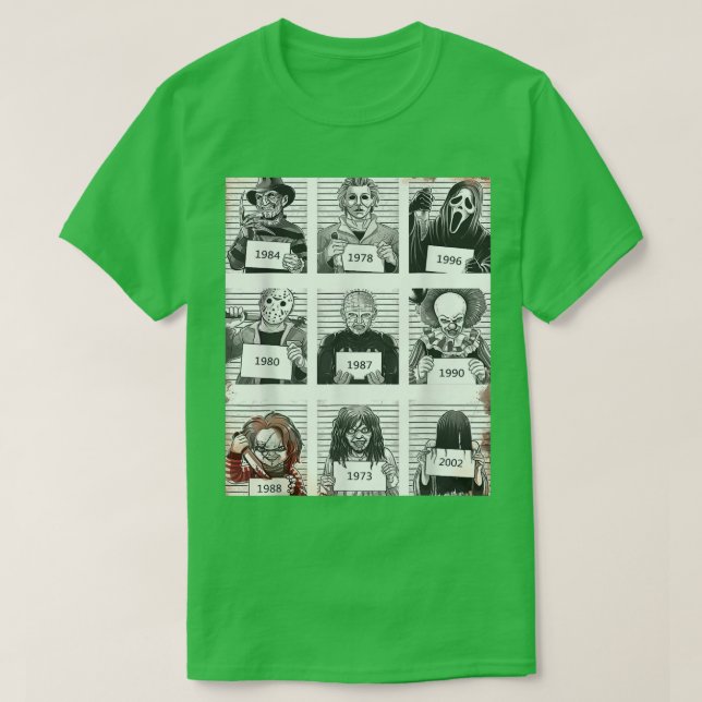 Halloween Creepy Legends Killer Mugshots Horror Fa T Shirt (Design framsida)