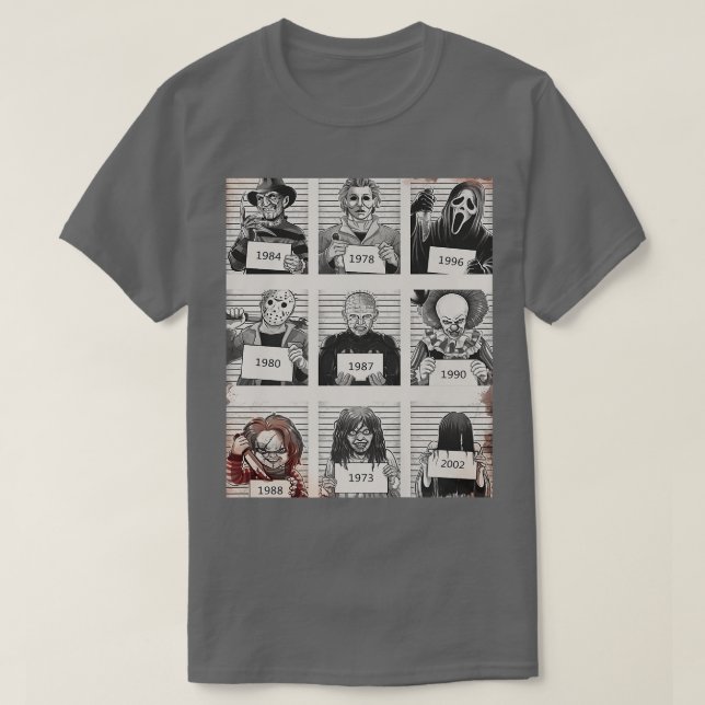 Halloween Creepy Legends Killer Mugshots Horror Fa T Shirt (Design framsida)