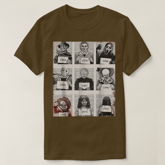 Halloween Creepy Legends Killer Mugshots Horror Fa T Shirt (Design framsida)