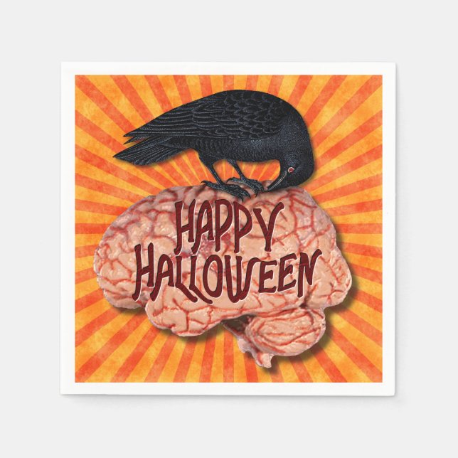 Halloween - Creepy Raven på Brain Pappersservett (Framsidan)