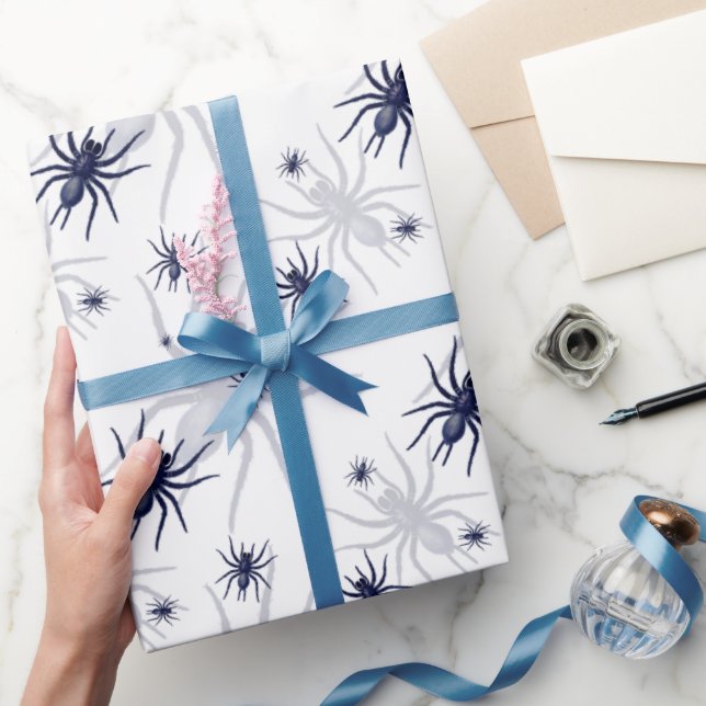 Halloween Creepy Spider Black White Presentpapper (Gifting)