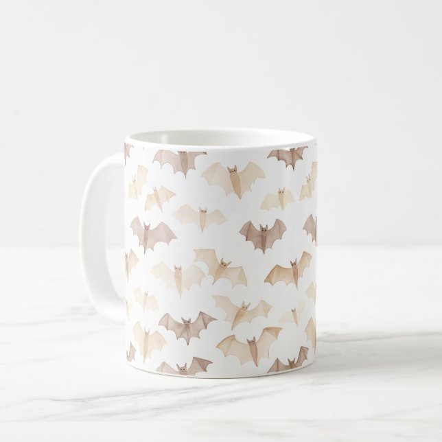 Halloween Crème Bruna Fladdermöss Kaffemugg (Framsida vänster)